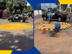 Prefeitura de Naviraí instala rotatórias vazadas para ampliar segurança viária