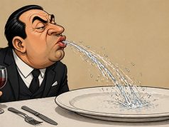 Que coisa feia: vereador cospe no prato que comeu